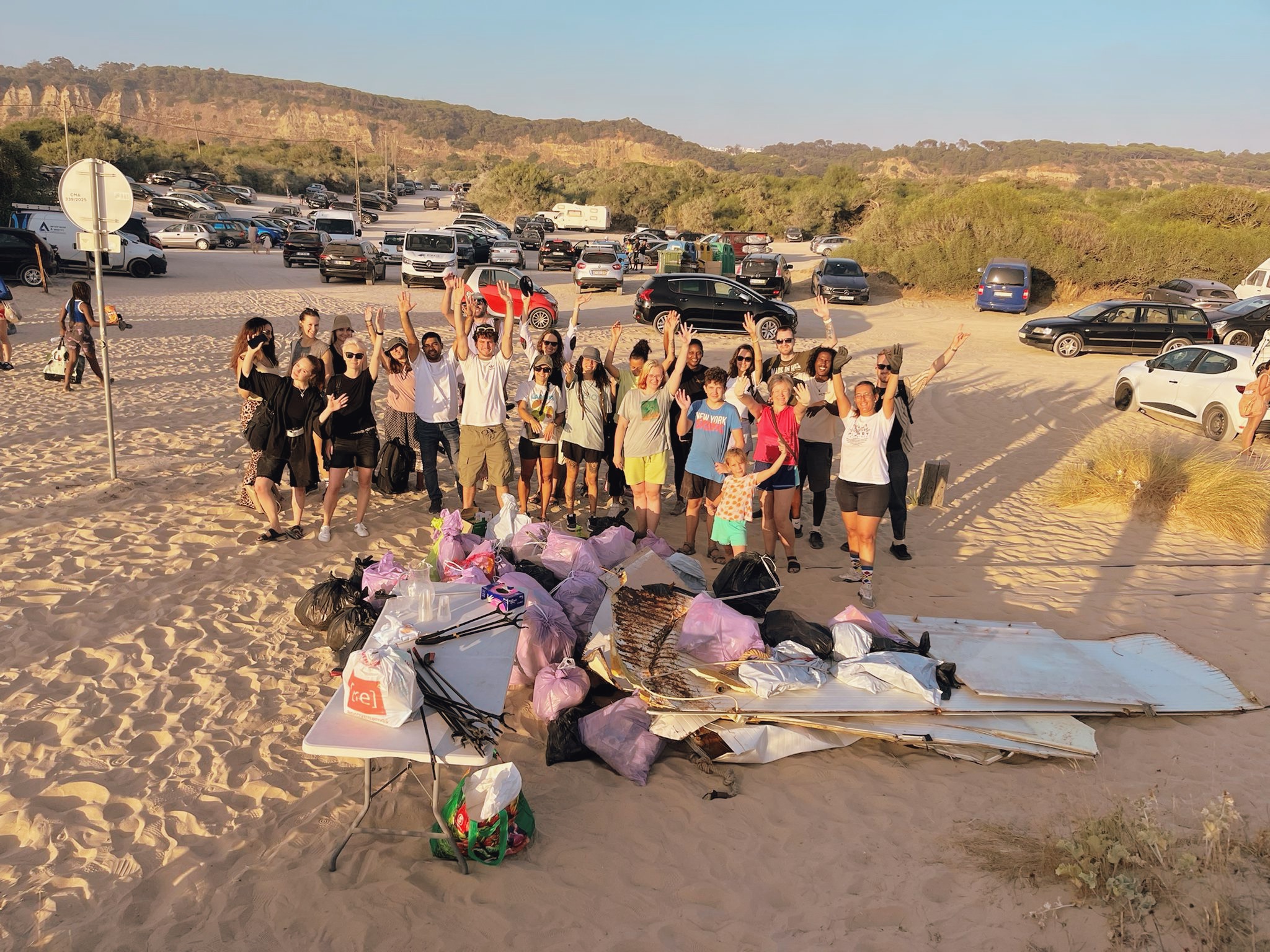 Participants during cleanup